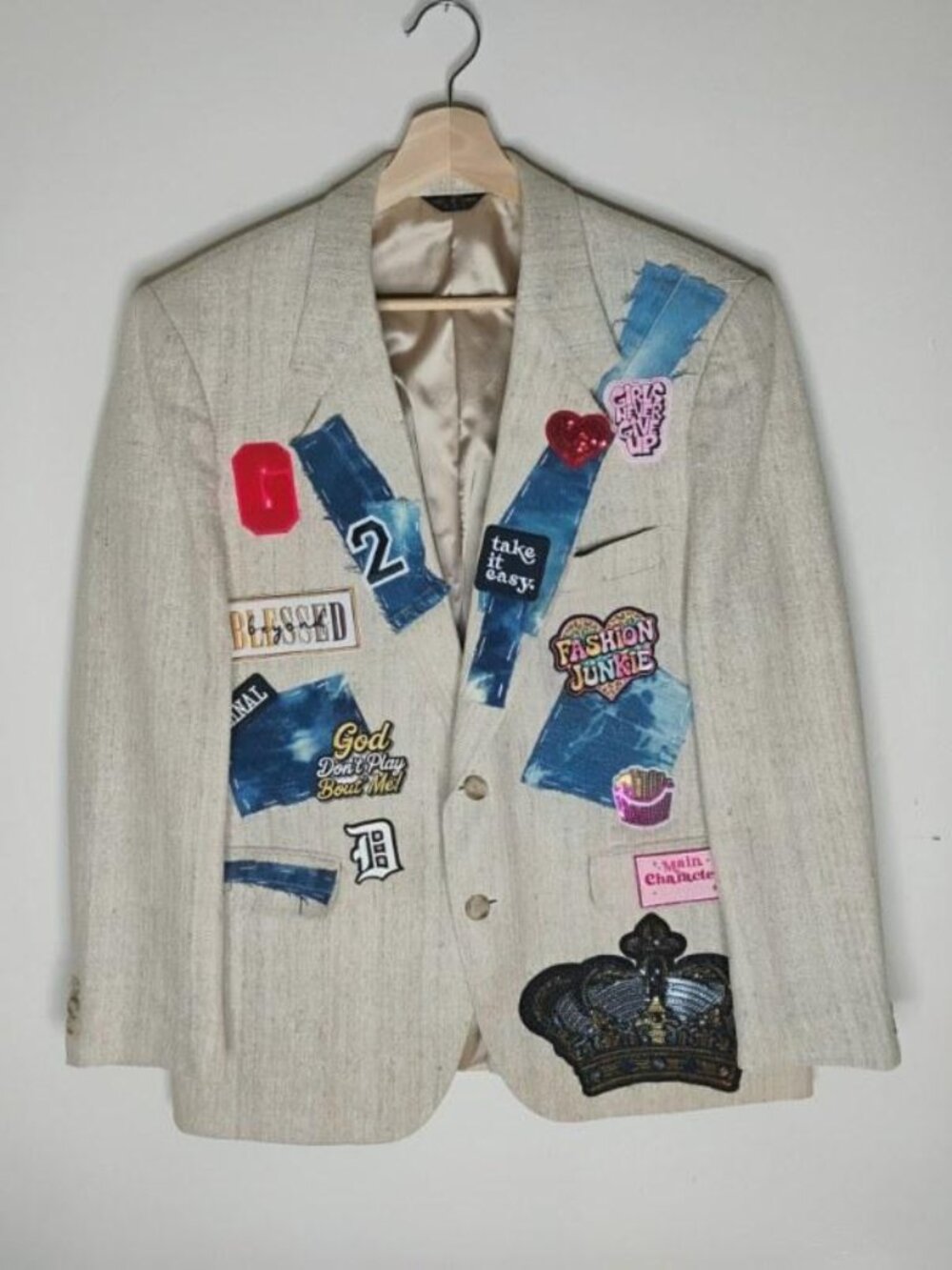 Women's size large junk blazer - thrifted, dry cleaned and designed!